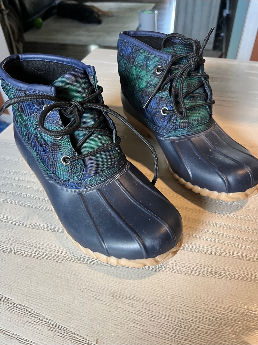St. John's Bay Quilted Navy & Green Kids Duck Boots - Picture 3 of 4